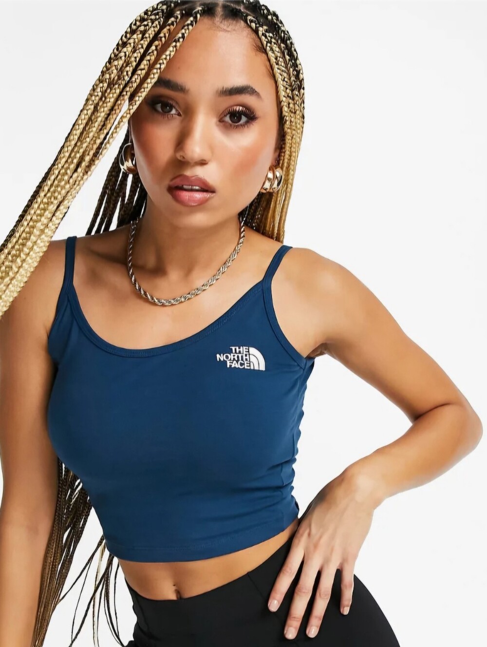 The North Face Women's Blue Cropped Tank with Logo Small NWOT